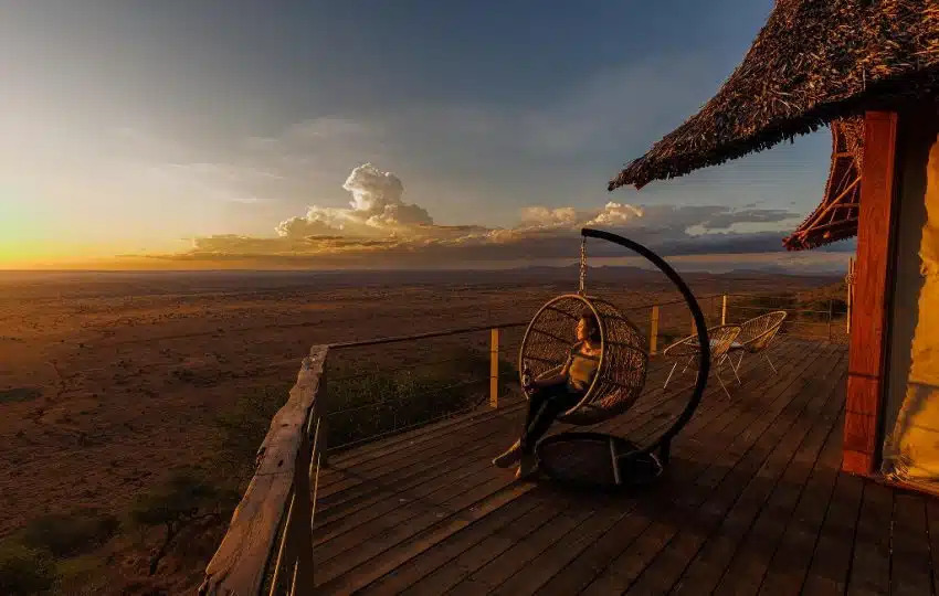 View over the vast Tsavo landscape from a hilltop lodge