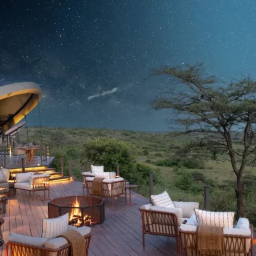 3 Day Masai Mara Safari luxury experience at Mahali Mzuri Lodge featuring elevated tented suites overlooking the African savannah in the Maasai Mara ecosystem