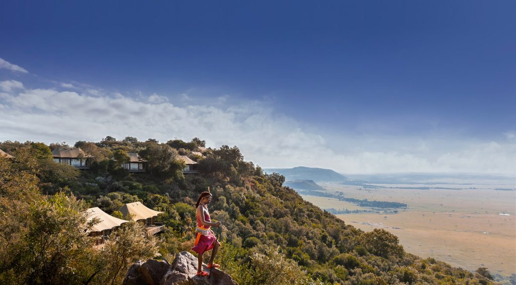 Angama Mara tented suites perched on the escarpment above the Maasai Mara
