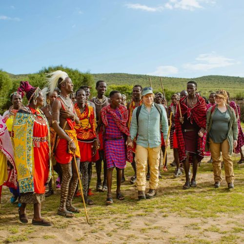 Guests enjoying a Maasai cultural dance in Kenya