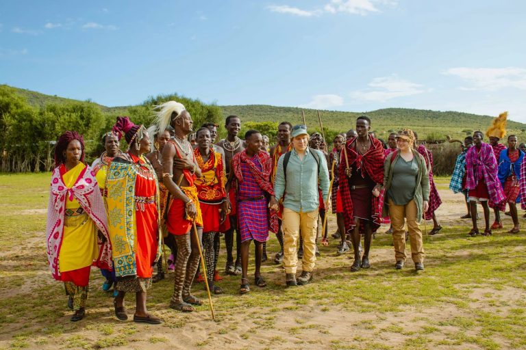 Guests enjoying a Maasai cultural dance in Kenya