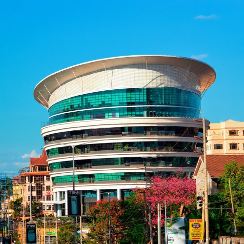 White and blue building in Nairobi on a Nairobi National Museum tour