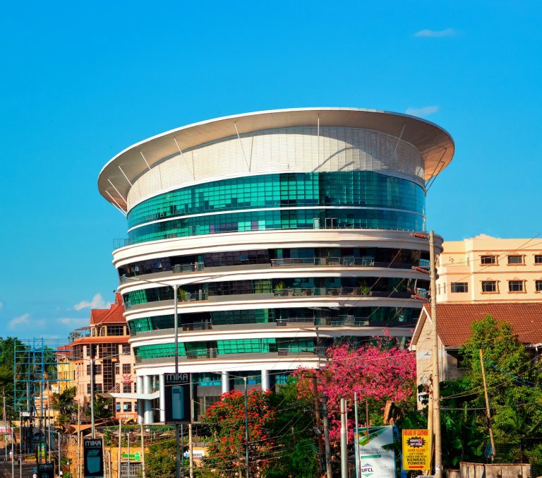 White and blue building in Nairobi on a Nairobi National Museum tour