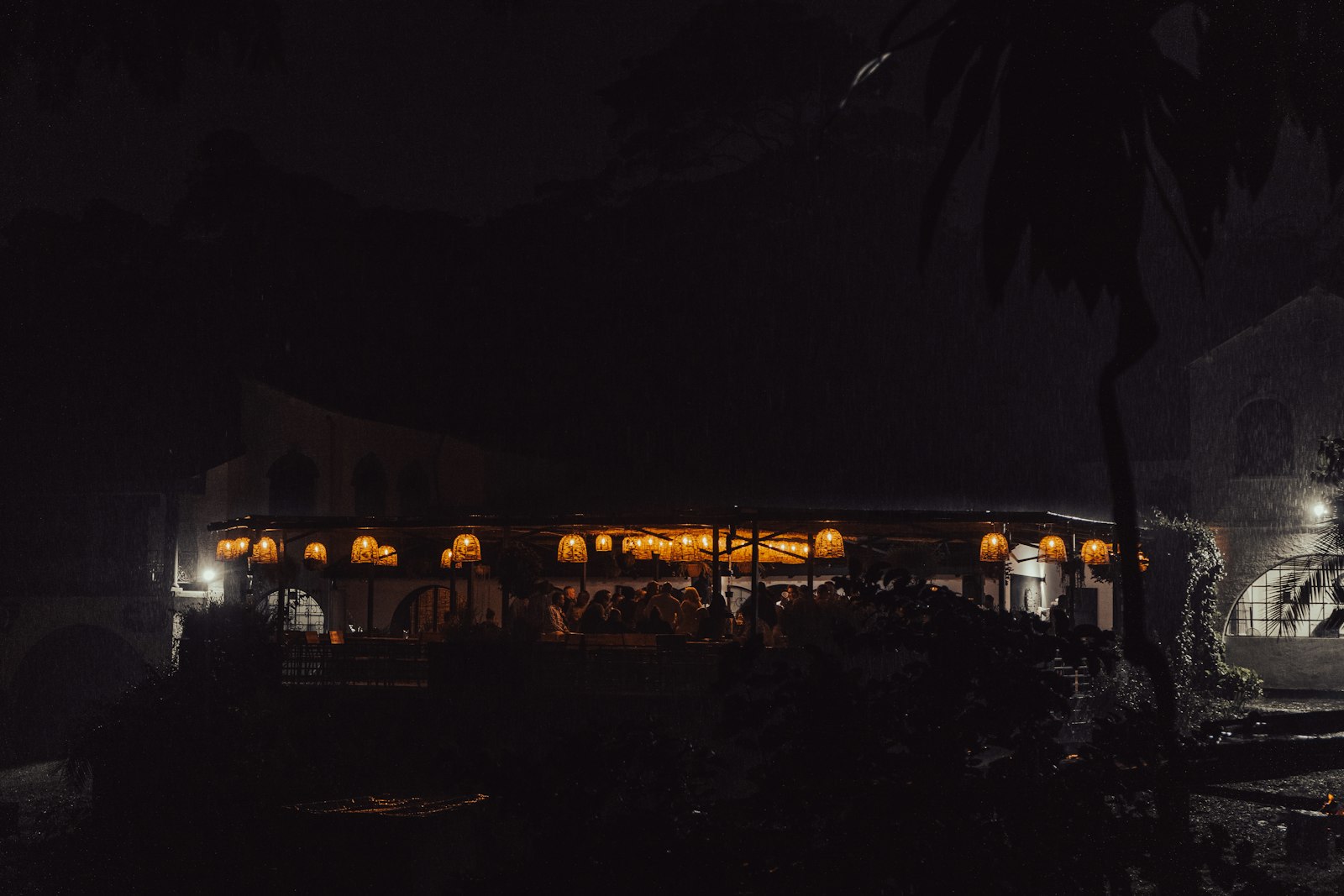 Restaurant terrace with warm lights at night, a relaxed dinner stop on an evening in Nairobi